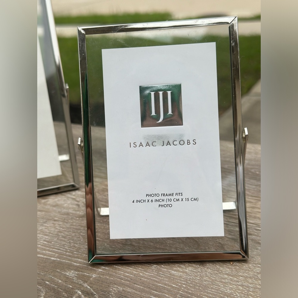 Isaac Jacobs Silver Metal Picture Frame, with Black Fabric Set of 2